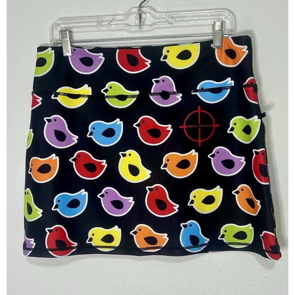 Birdie Hunting Multicolor Birds Print Athletic Skort Golf Tennis Skirt RETRO M - Picture 1 of 8
